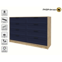 Kомод Тренд КТ-К157 (Дуб золотой ЛДСП/ Индиго ЛМДФ) Ш1565 В1020 Г451